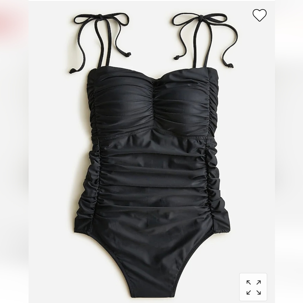 NWT J. CREW One Piece Tie Shoulder Ruched In Navy Blue Swimsuit Size 6